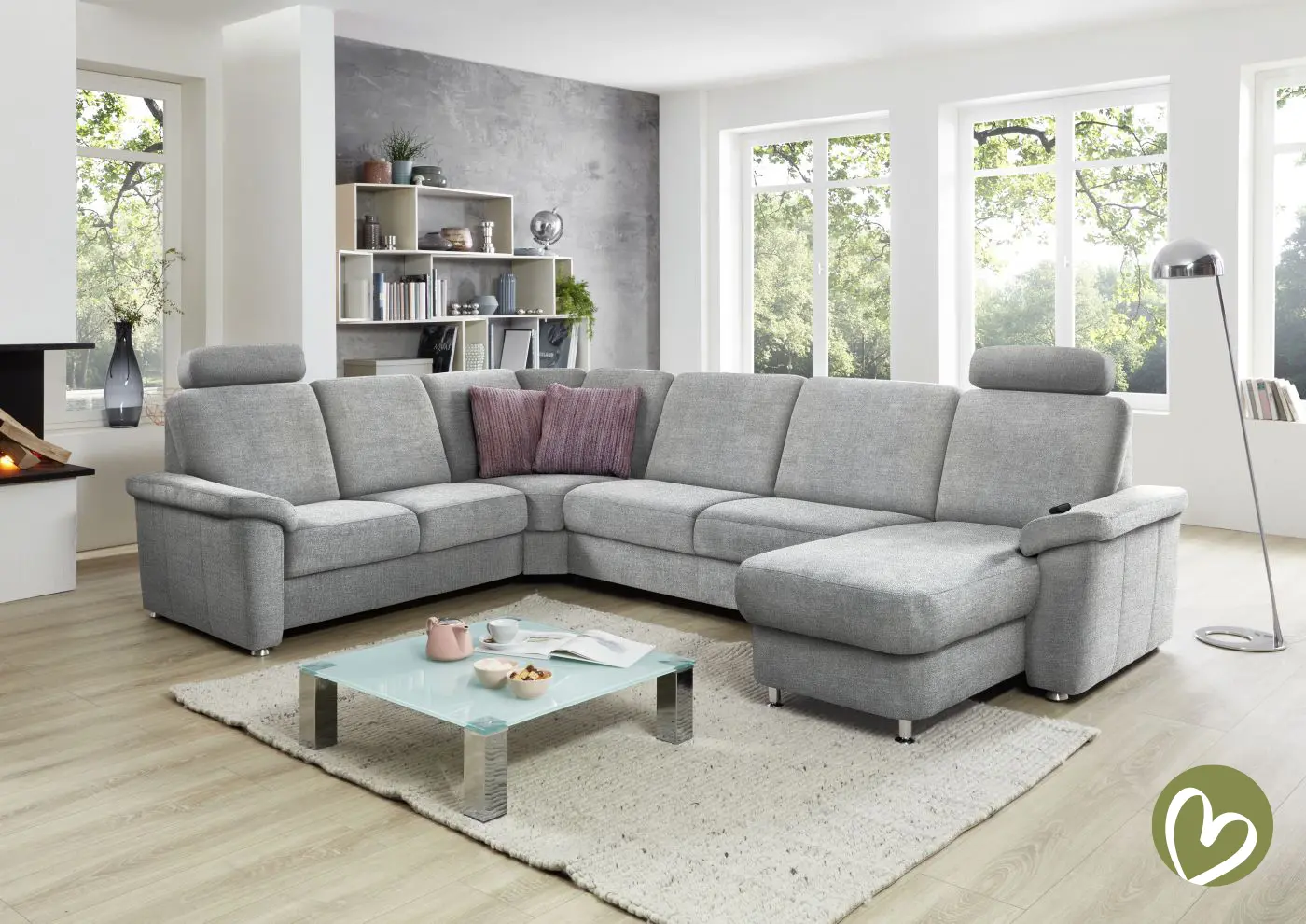 Wohnlandschaft KS4816 Charly silver mit Zusatzfunktionen couchliebe.