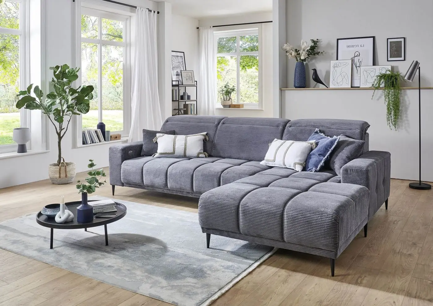 Wohnlandschaft Livorno Cord grau