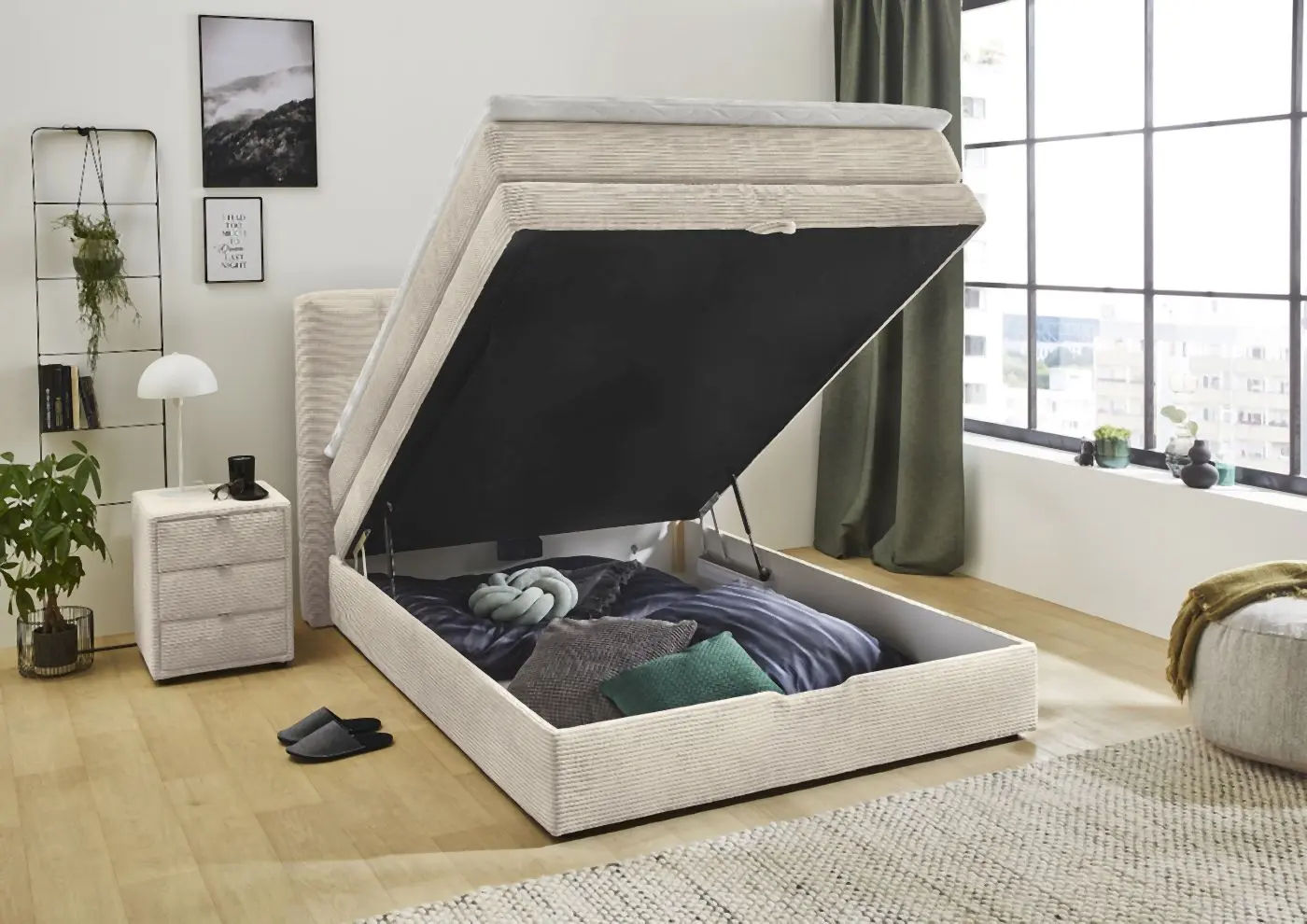 Boxspringbett Amy 140 x 200 cm Cord beige