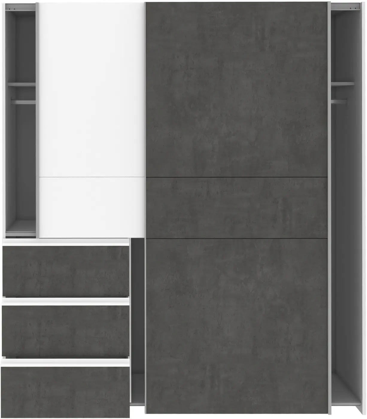 Kleiderschrank Winn 2 2-türig weiß/grau