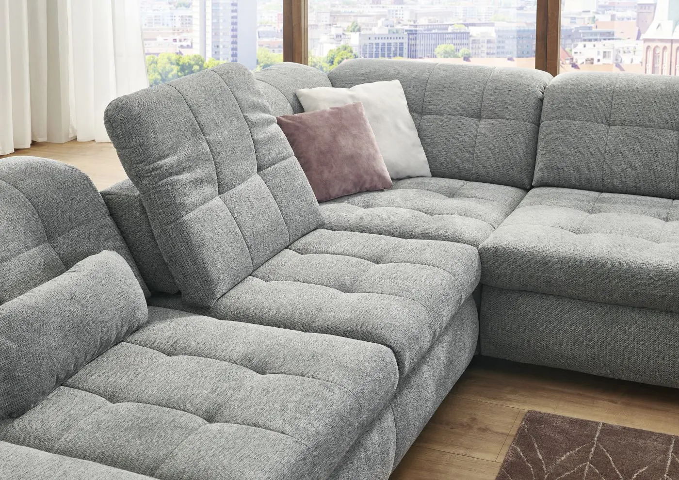 Wohnlandschaft couchliebe. LS760719 grau mit Zusatzfunktionen