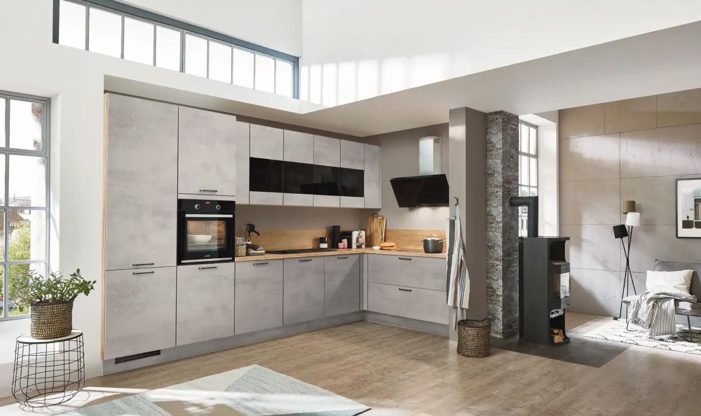 Winkelküche nobilia Riva 892 Betongrau