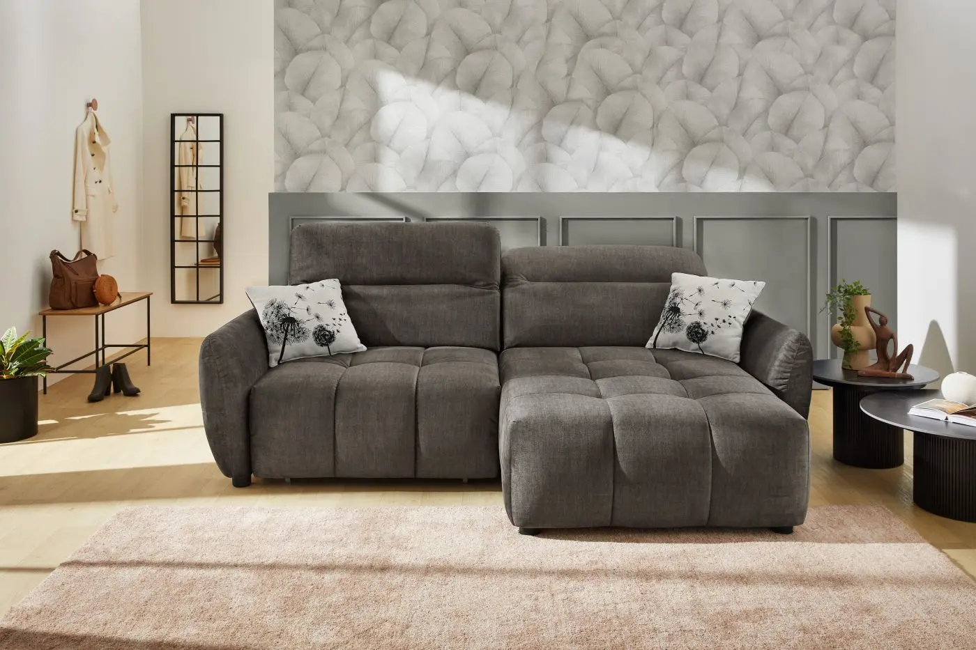 Wohnlandschaft Zoom velourartig grau