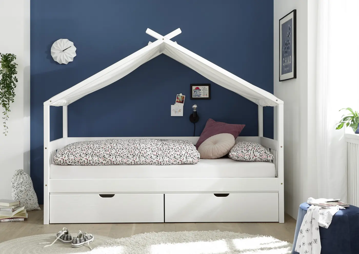 Bett Juletta mit Himmelvorrichtung 90 x 200 cm