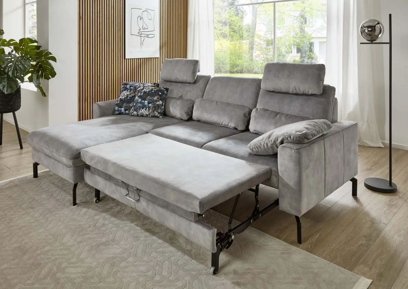 Wohnlandschaft mit Zusatzfunktionen LS701521 in silver