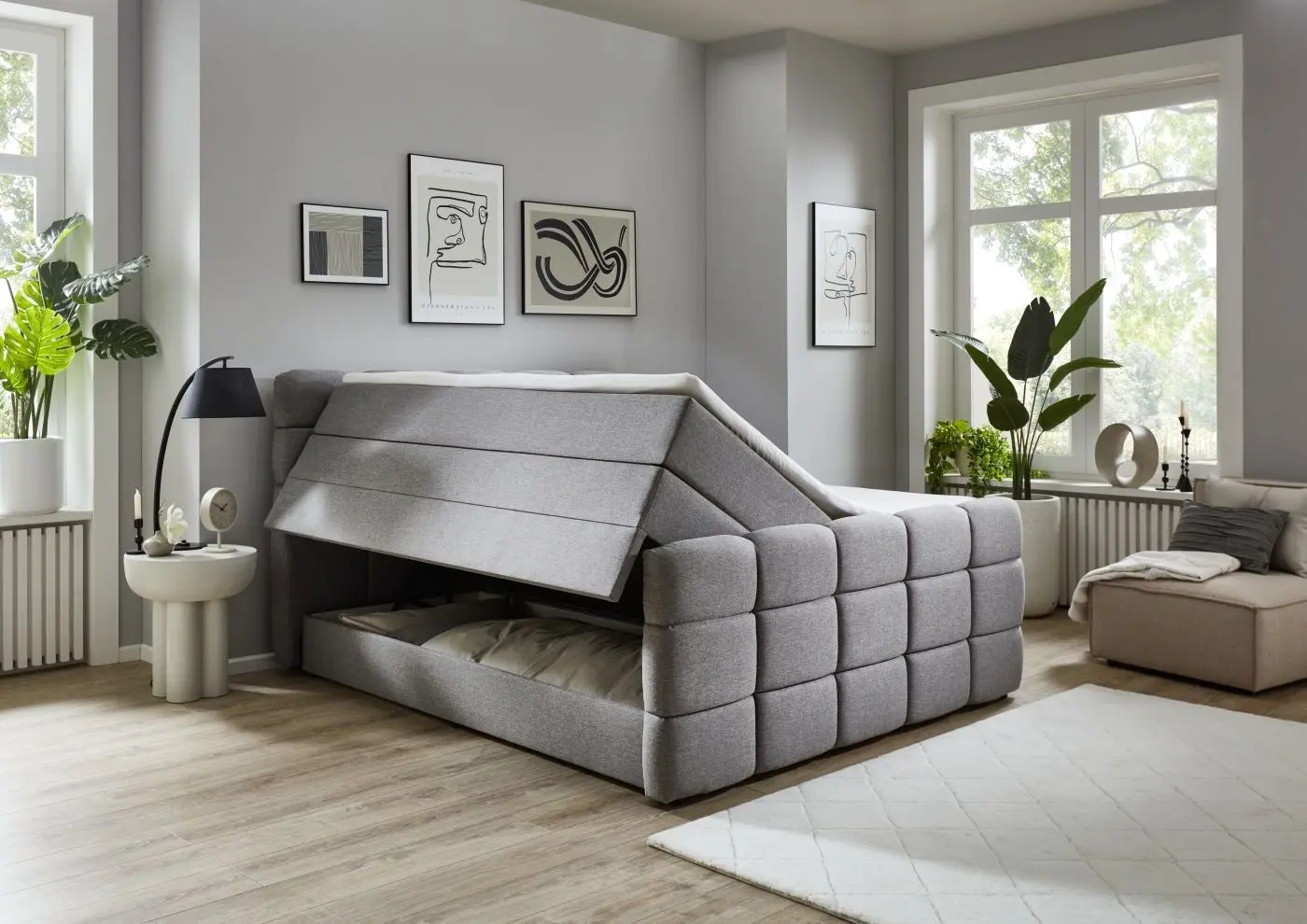 Boxspringbett Lugano 180 x 200 cm hellgrau