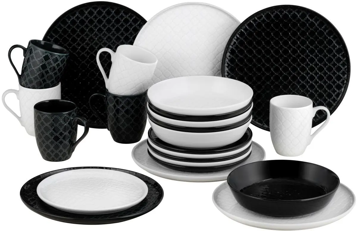 Kombiservice Black and White 24-teilig