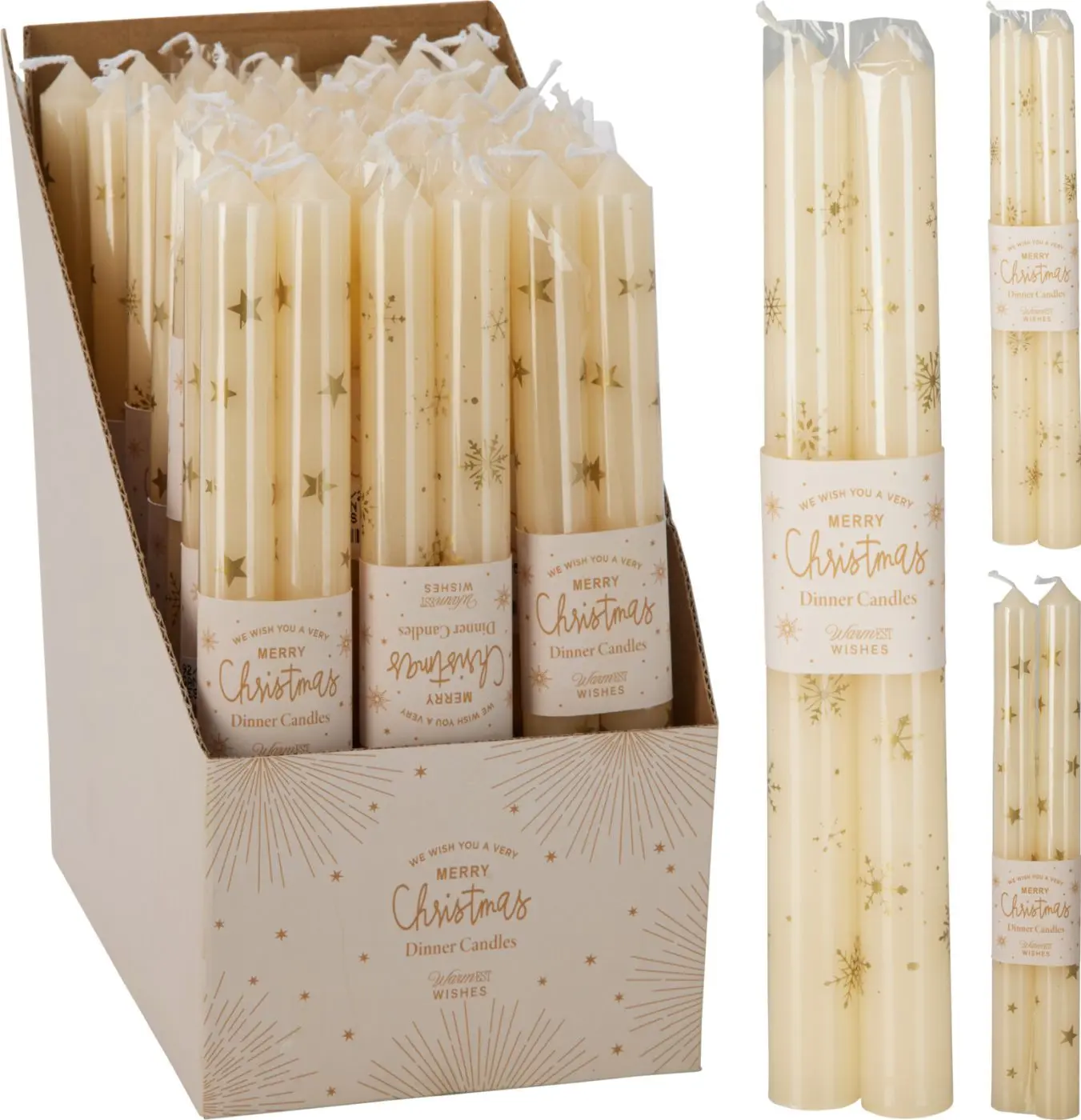 Leuchterkerzen 2er Set creme