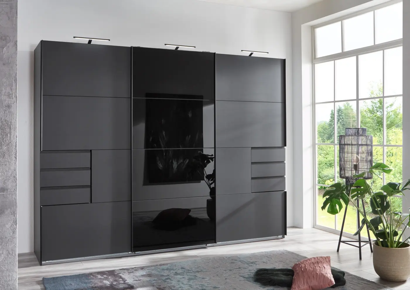Schwebetürenschrank Saigon 3-türig graphit