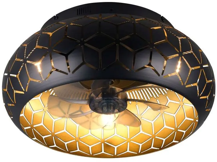 Deckenleuchte inkl. Ventilator Bidar 22 x 50 cm schwarz / gold