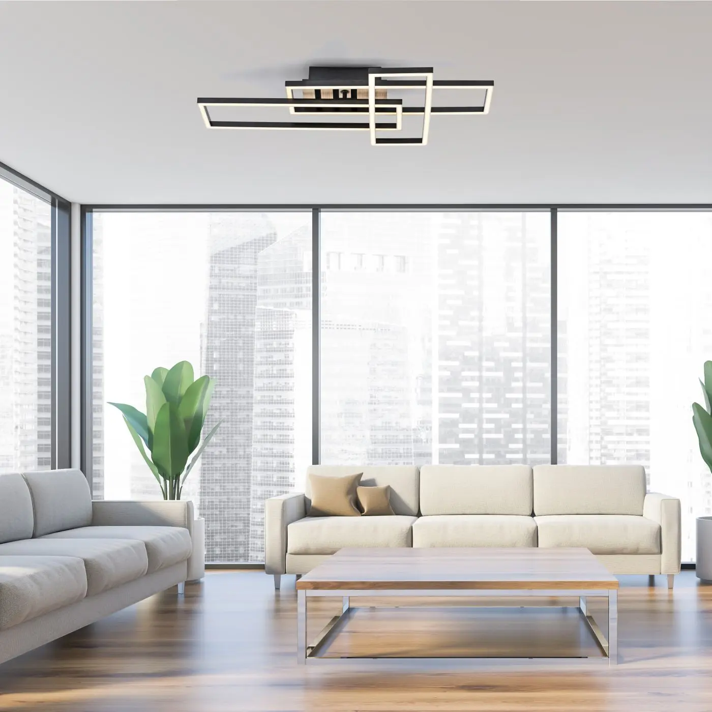 LED-Deckenleuchte Akustik Echtholzfunier