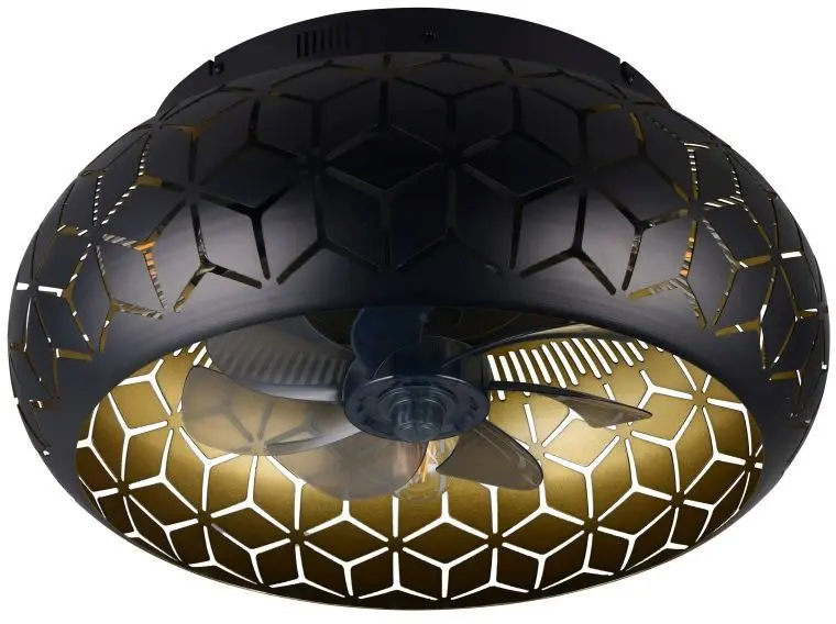 Deckenleuchte inkl. Ventilator Bidar 22 x 50 cm schwarz / gold
