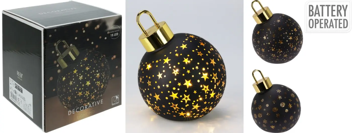 LED Weihnachtskugel 15 cm schwarz