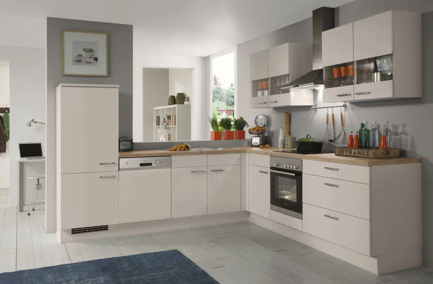 Winkelküche nobilia Easytouch Lacklaminat Sand ultramatt