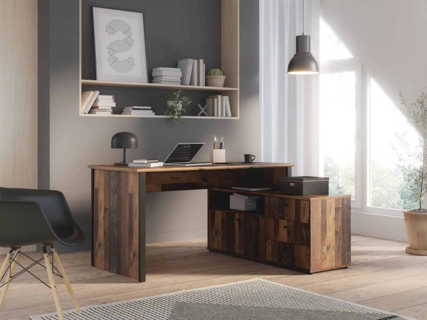 Regal mit Schreibtisch Tempra 2 Old Wood Vintage Regal mit Schreibtisch Tempra 2 Old Wood Vintage