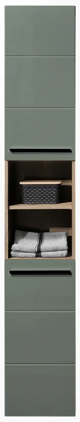 Hochschrank Vista schilfgrün/Viking Eiche