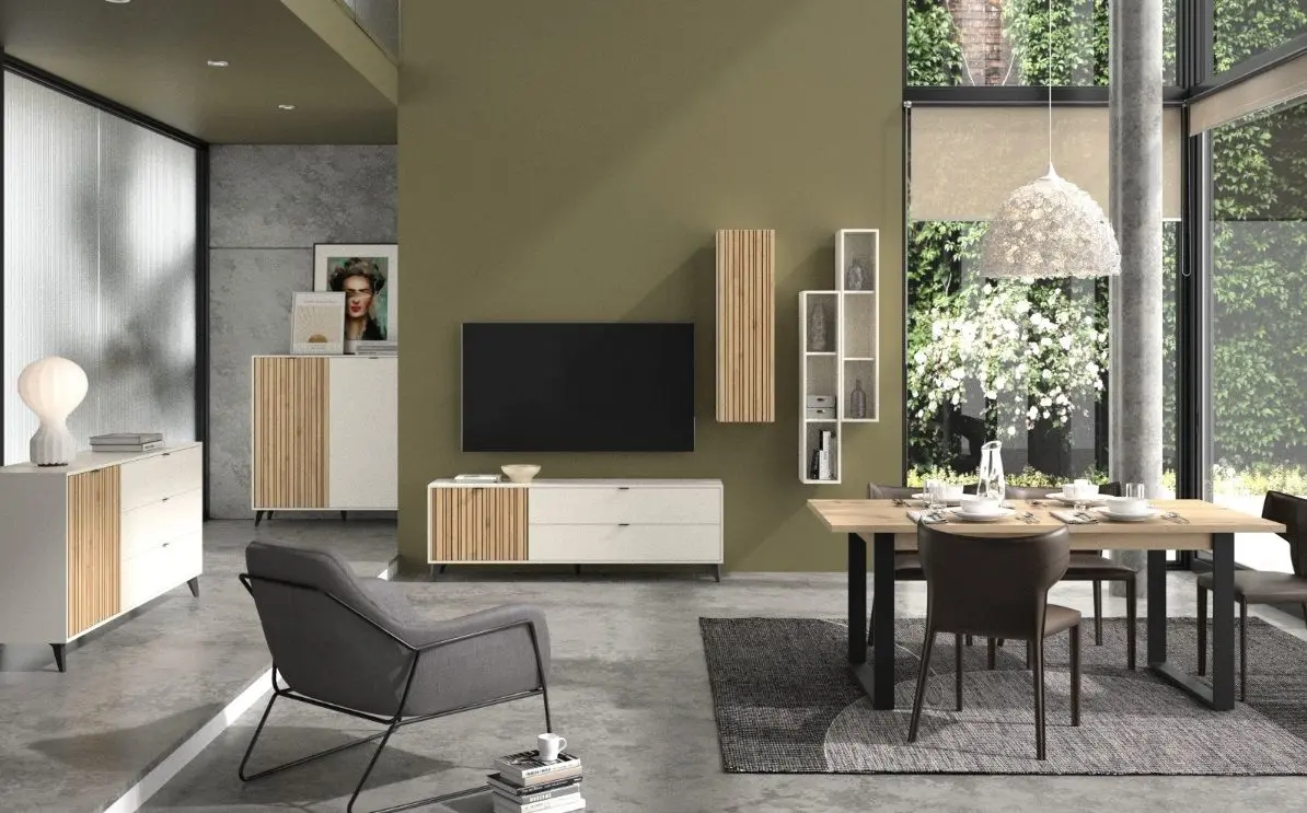 TV-Lowboard Ilago cashmere/strippedwood