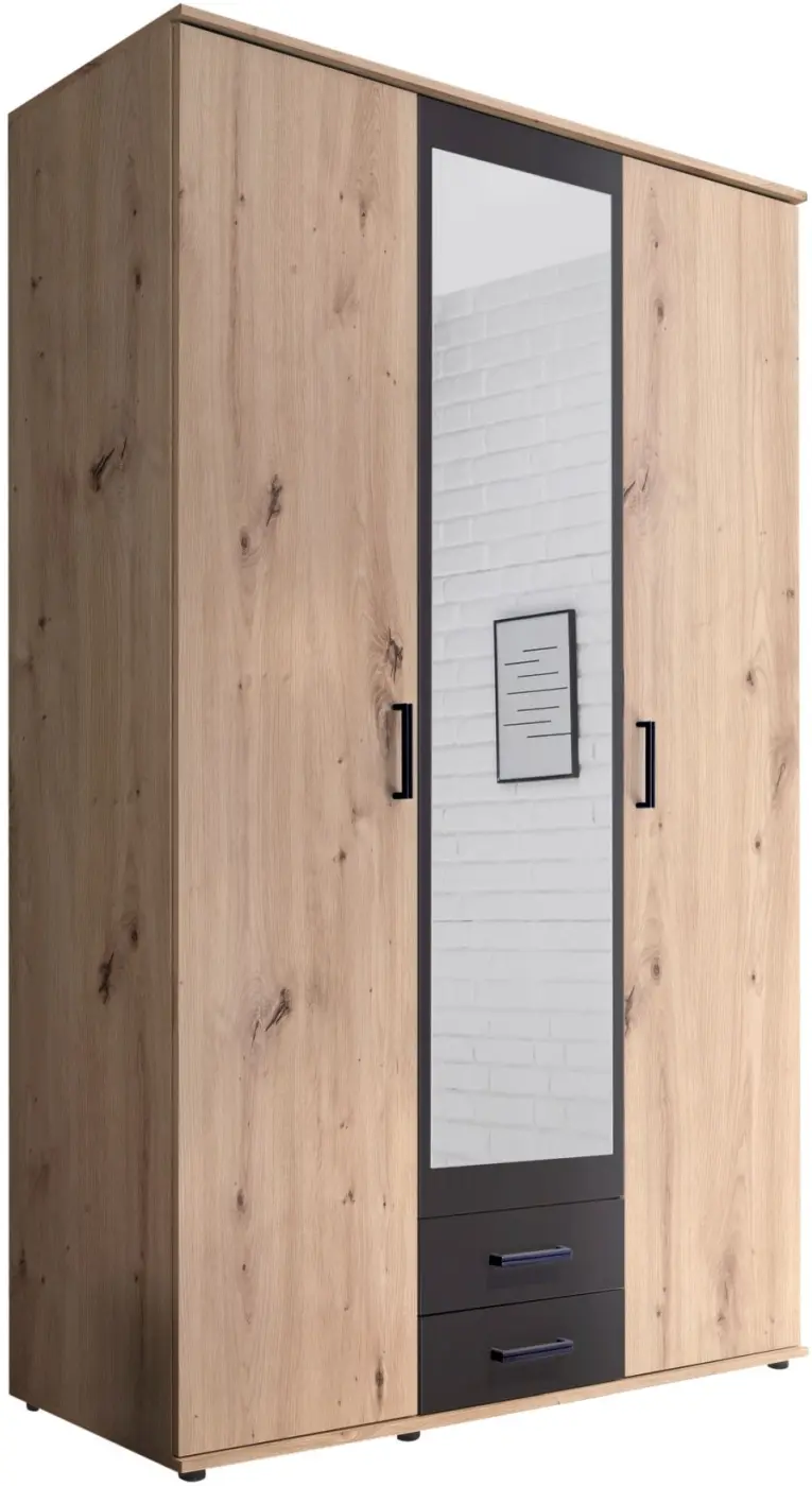 Drehtürenschrank Chicago 3-türig Artisan Eiche/anthrazit