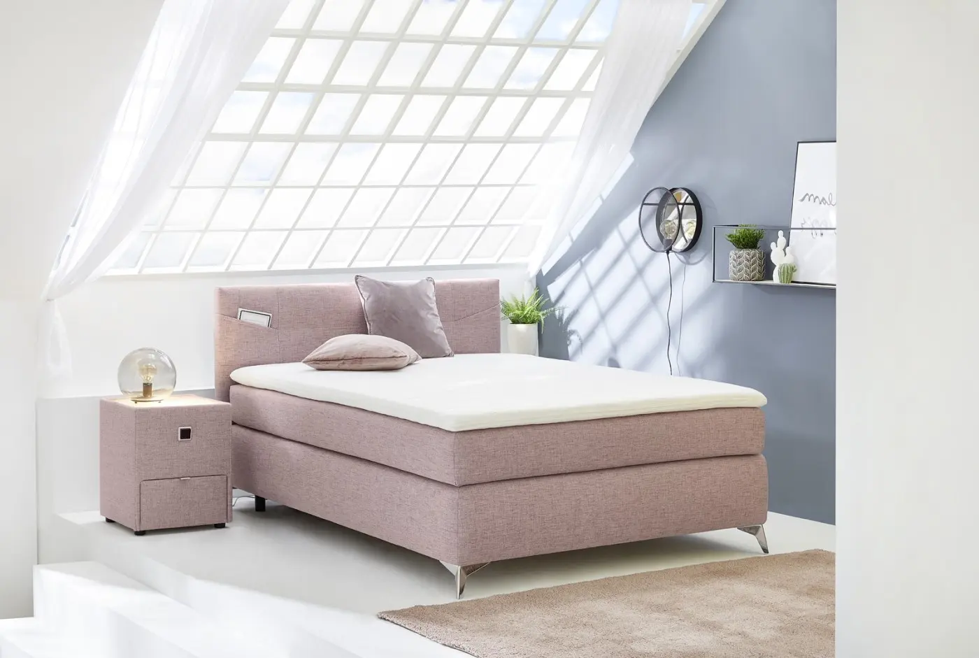 Boxspringbett Nora 140 x 200 cm rosa