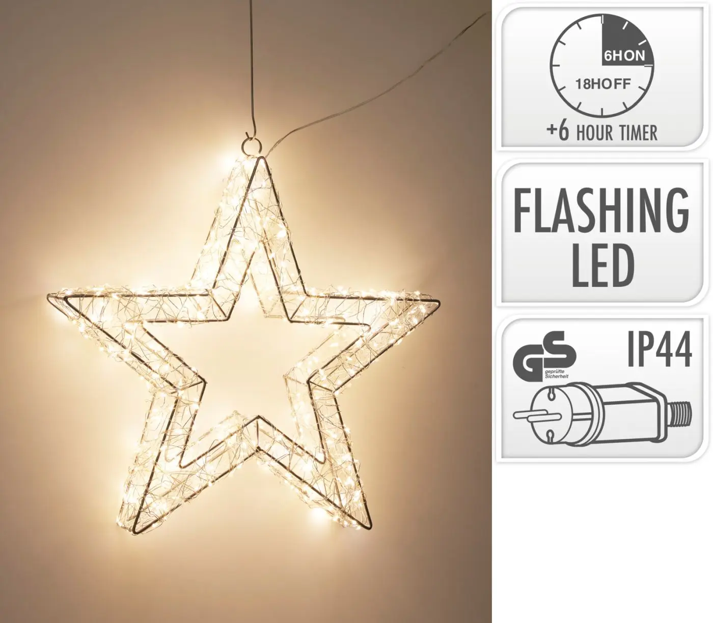LED Stern 38 cm silber