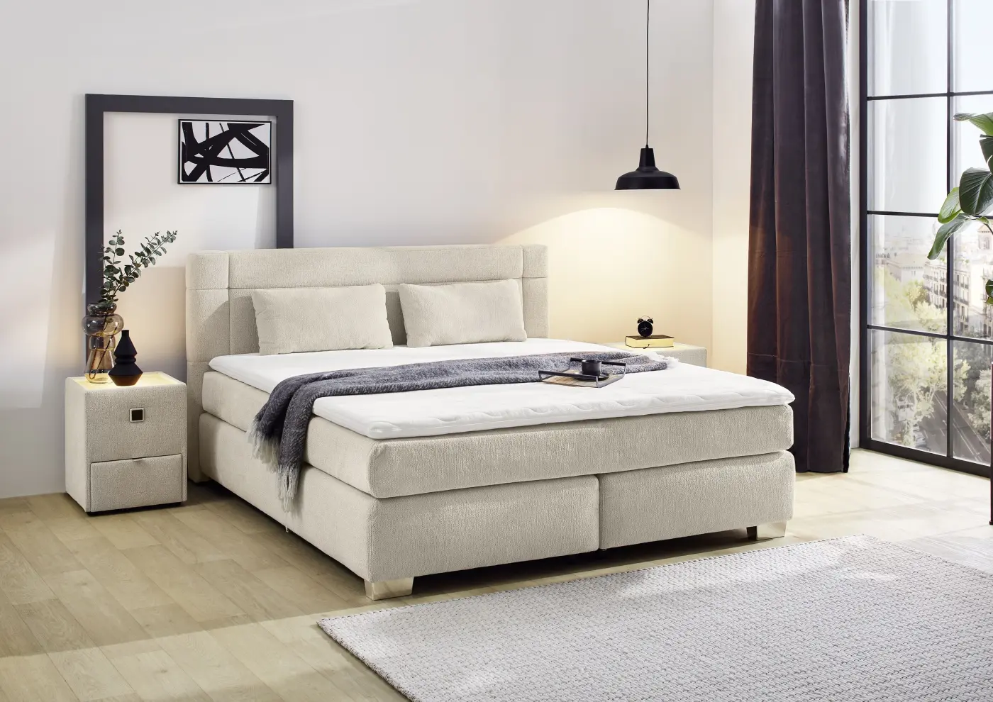 Boxspringbett Romana Max beige 180 x 200 xm