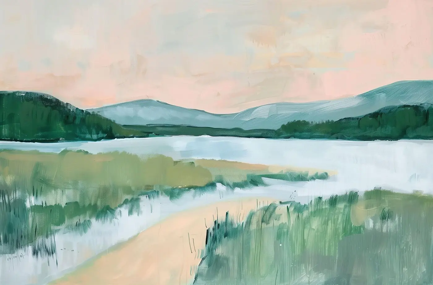 Leinwandbild Gouache Lake 70 x 100 cm