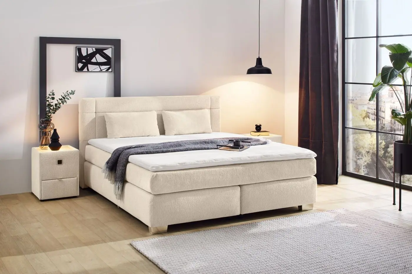 Boxspringbett Romana Max beige 180 x 200 xm Boxspringbett Romana Max beige 180 x 200 xm