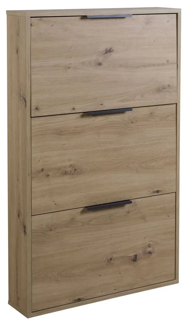 Schuhschrank Espresso 3 Klappen Artisan Eiche