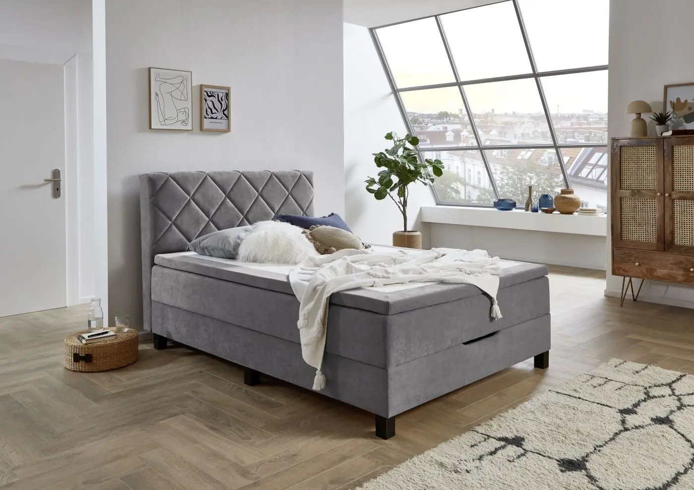 Boxbett Jeff 120 x 200 cm silber