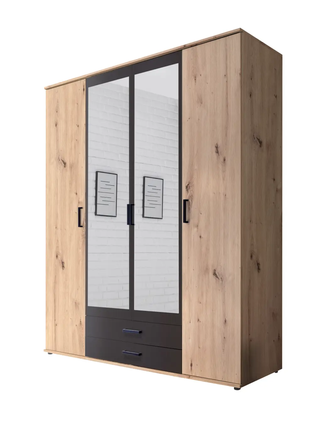 Drehtürenschrank Chicago 4-türig Artisan Eiche/anthrazit
