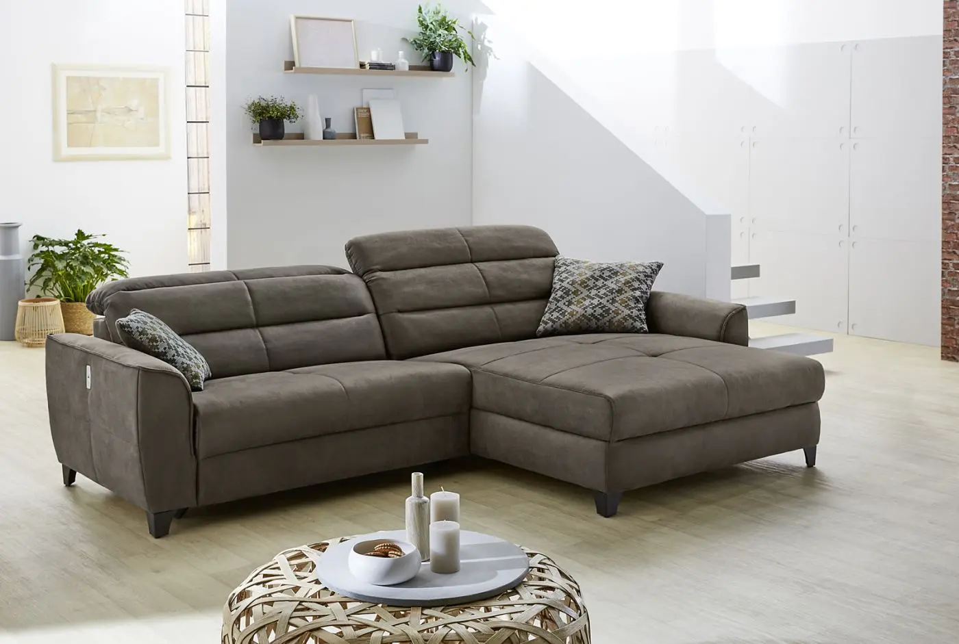 Wohnlandschaft Double-One Microfaser braun
