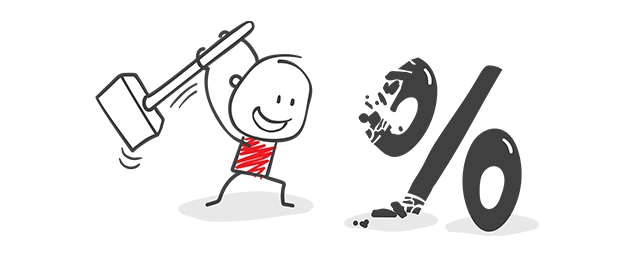 Emoji haut mit dem Hammer auf Rabatte