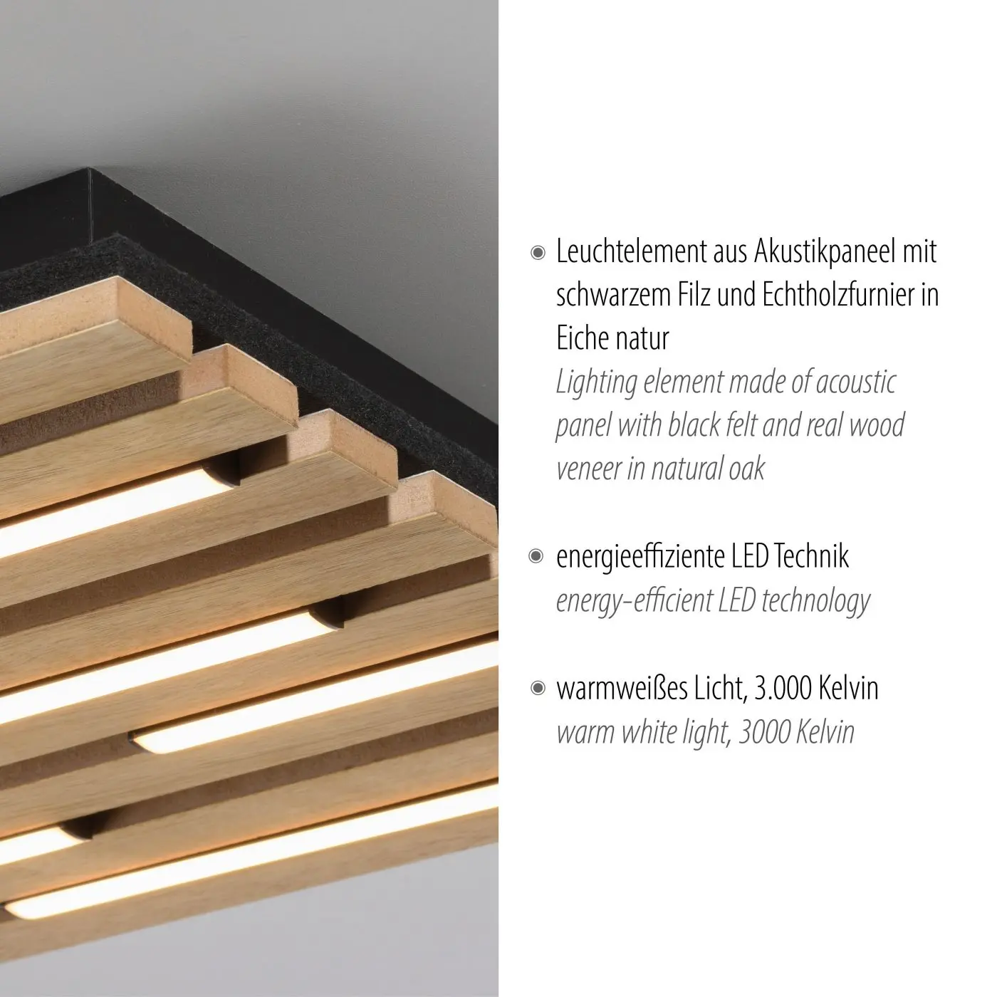 LED Deckenleuchte Akustik Echtholzfunier