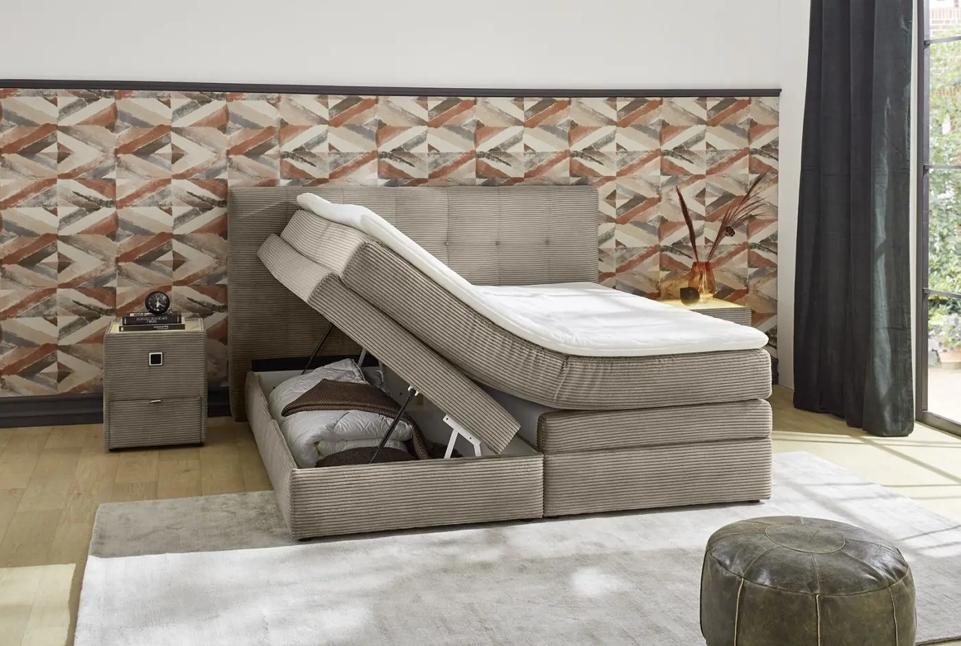 Boxspringbett Amy 180 x 200 cm Cord taupe