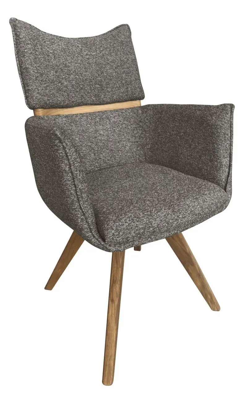 Armlehnstuhl ST-0734 grau Massivholzgestell drehbar