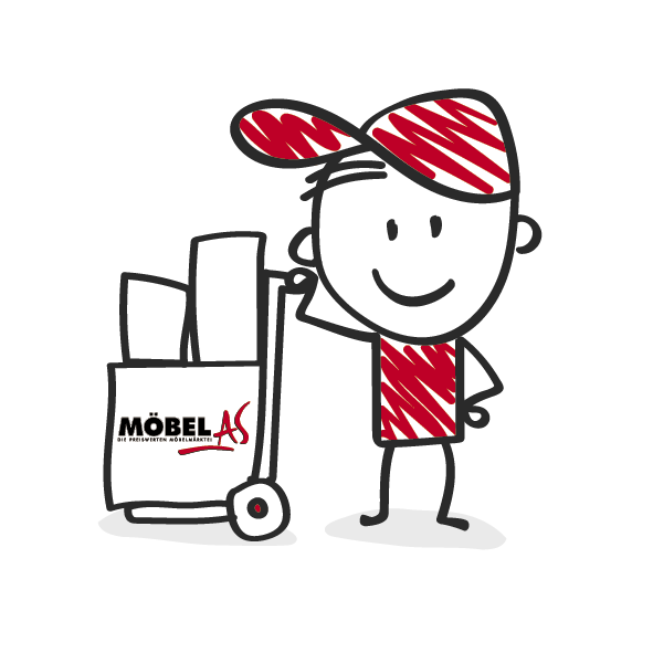 Möbel AS- Emoji - EIn Mann hat die Waren im Einkaufswagen