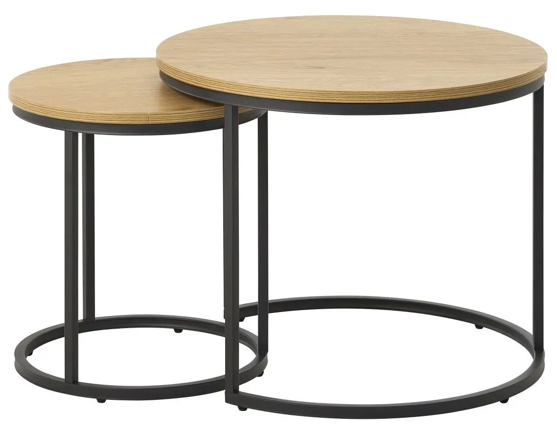 Couchtisch-Set Cesura rund Eiche/schwarz