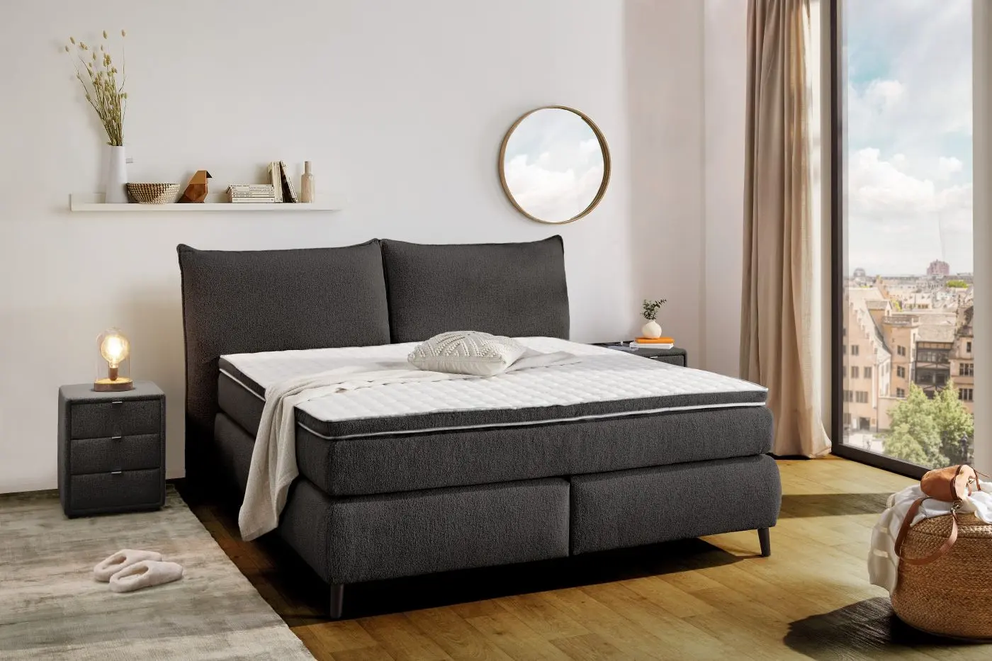 Boxspringbett Hacienda 180 x 200 cm grau