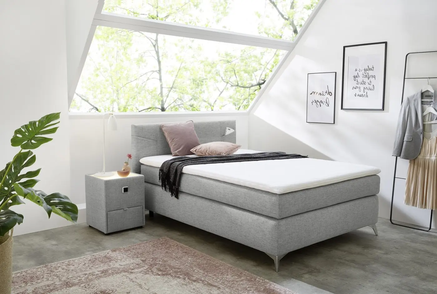 Boxspringbett Nora 140 x 200 cm grau