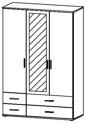 Drehtürenkleiderschrank Rasant 3-türig weiß/Eiche Sonoma