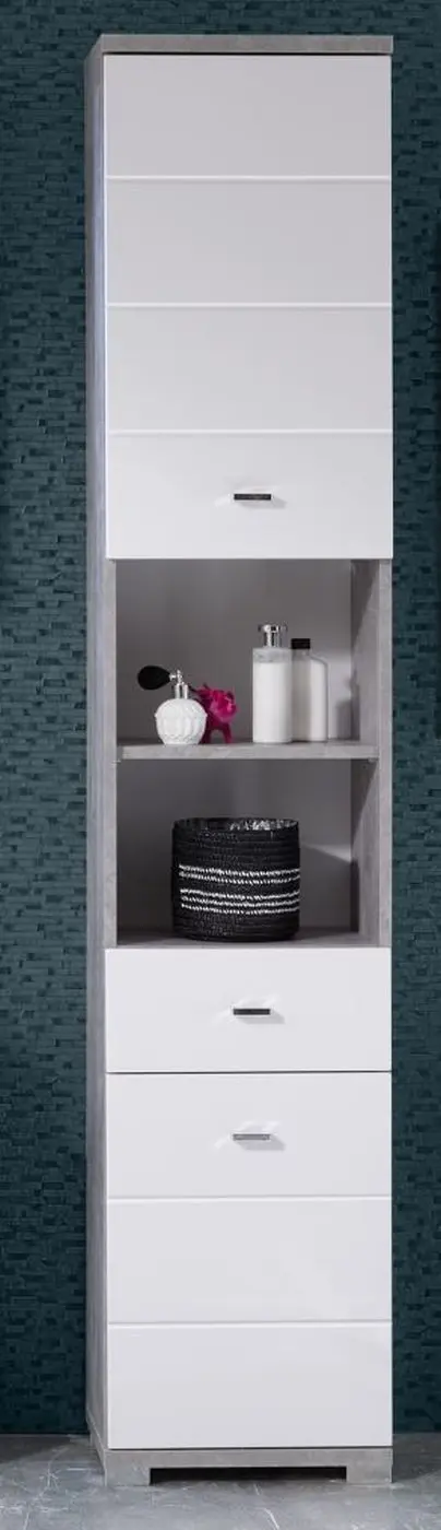 Hochschrank Pool betonfarbig/weiß