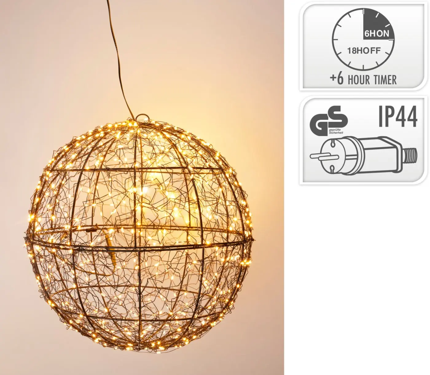 LED Kugel 35 cm schwarz