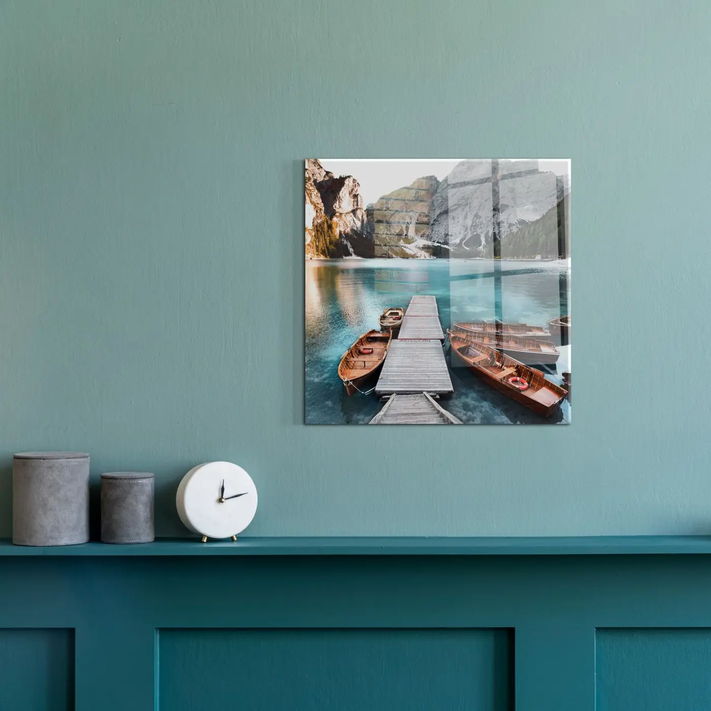 Glasbild Bergsee Tirol 30 x 30 cm