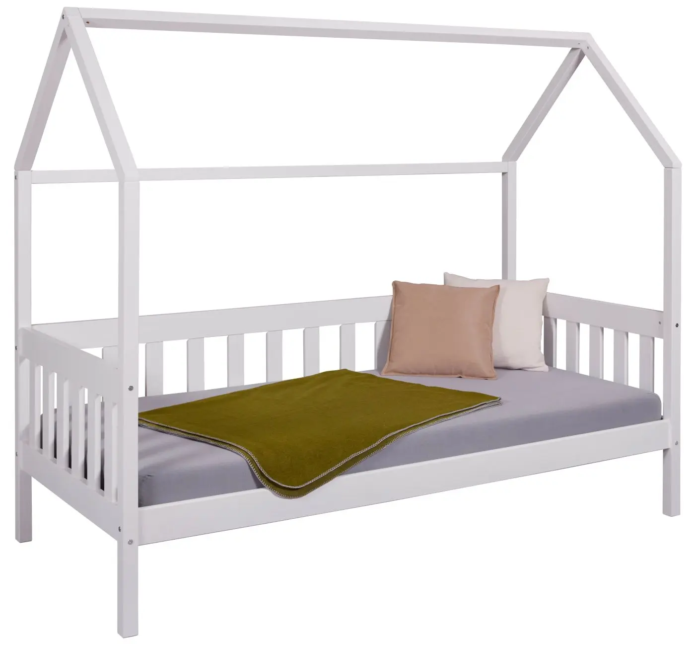 Massivholzbett Funky Housebed 90 x 200 cm weiß
