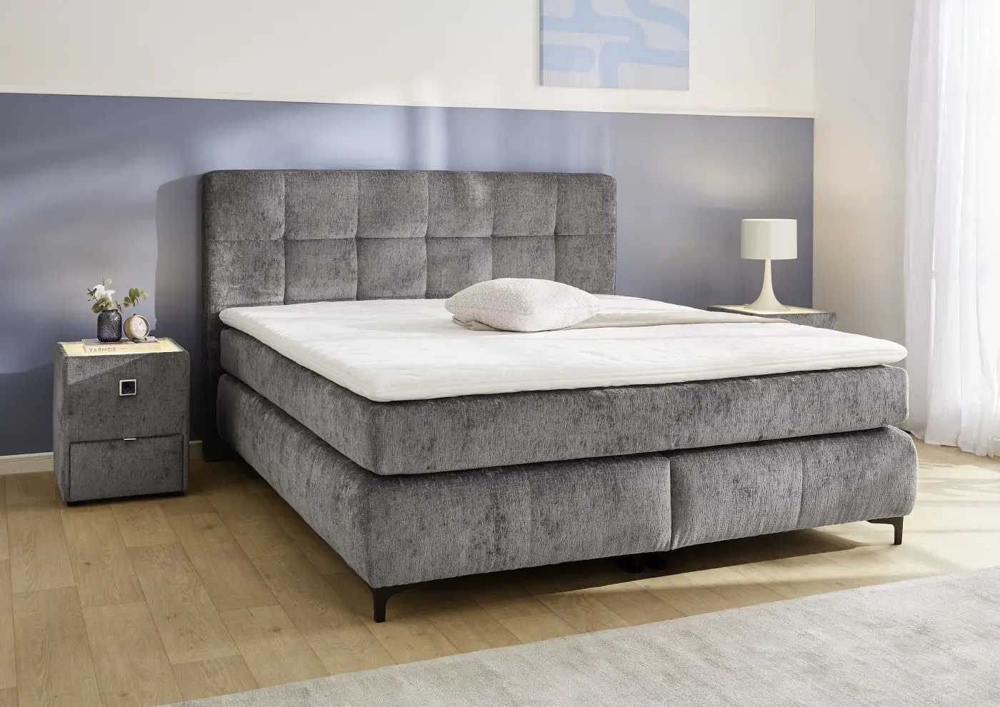 Boxspringbett Beatrice 180 x 200 cm grau