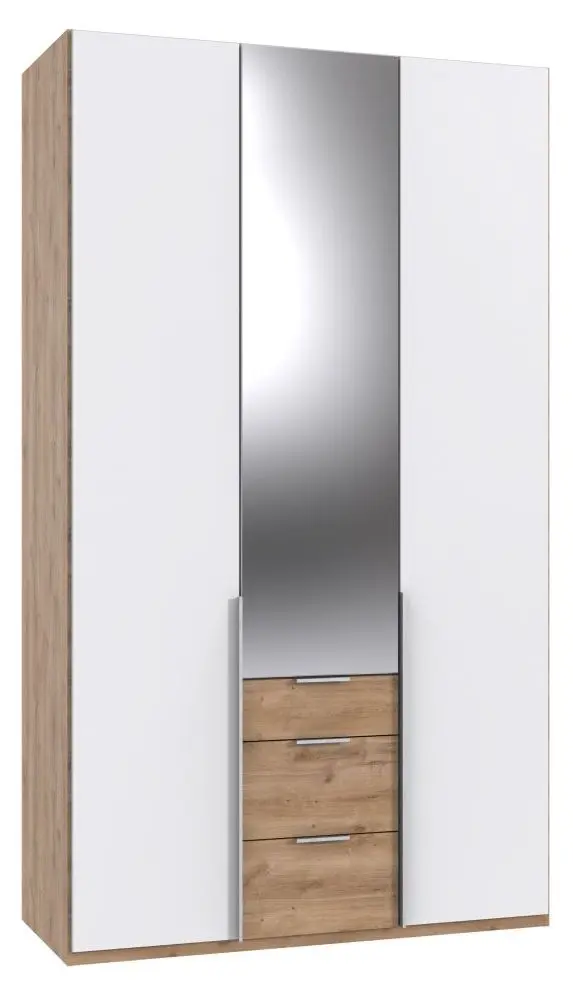 Drehtürenschrank New York 3-türig weiß/Plankeneiche