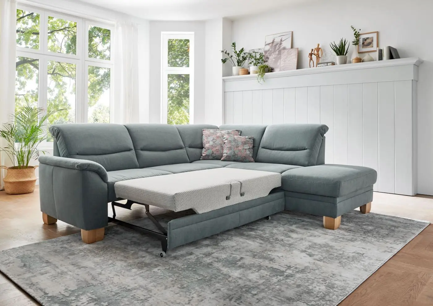 Wohnlandschaft LS811121 in Leonardo denim mit Zusatzfunktionen