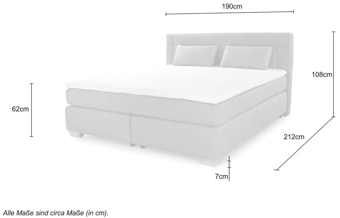 Boxspringbett Romana Max 180 x 200 cm grau