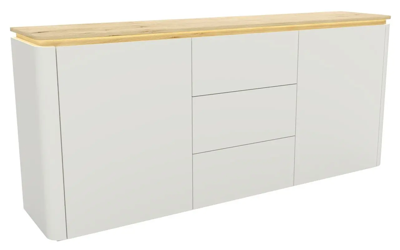 Sideboard Namur weiß matt/Eiche hell mit Beleuchtung