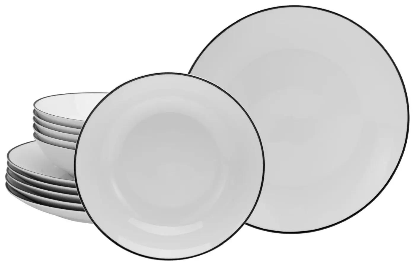 Tafel-Service 12 tlg. weiß / schwarz